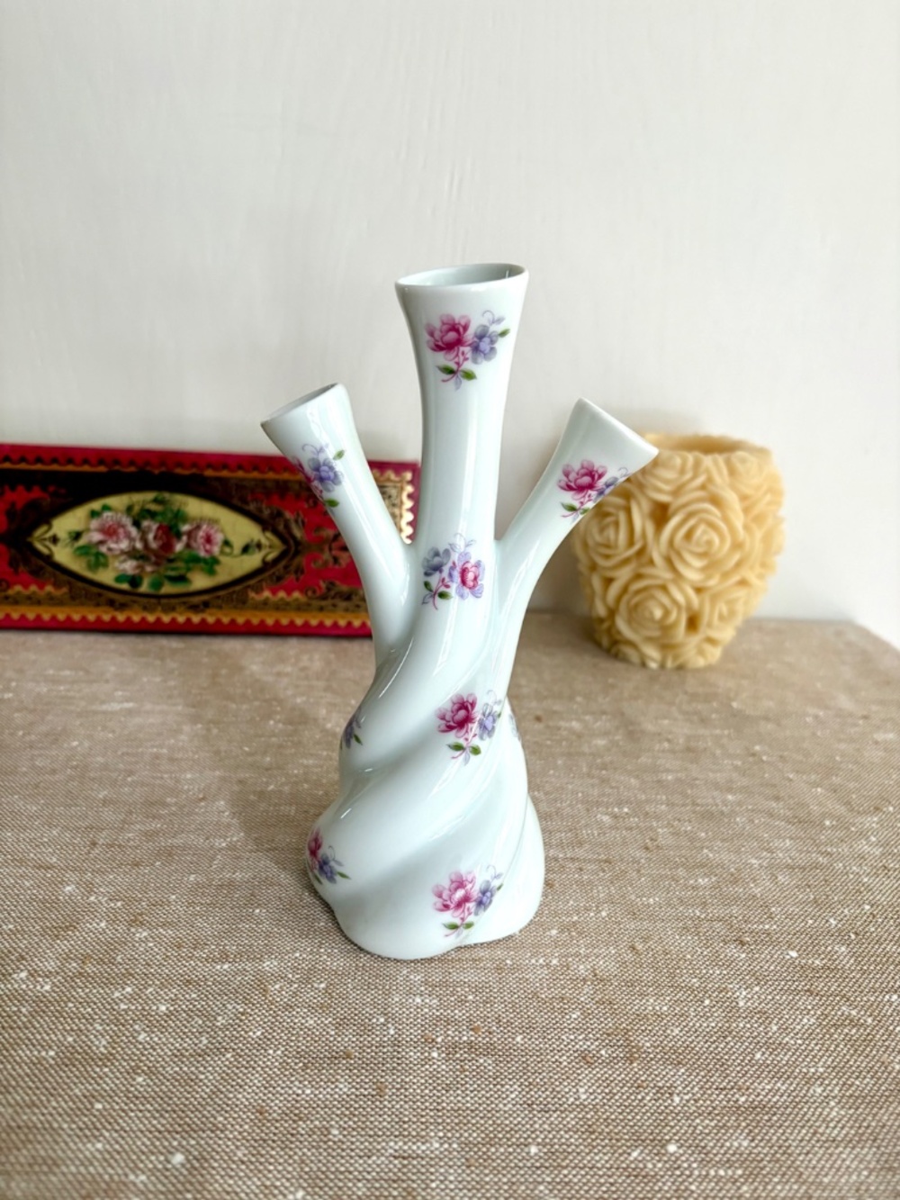 VTG Limoges France Porcelain Cottagecore Hand Painted Floral Bud Vase